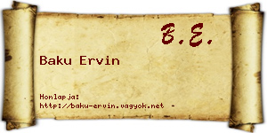 Baku Ervin névjegykártya